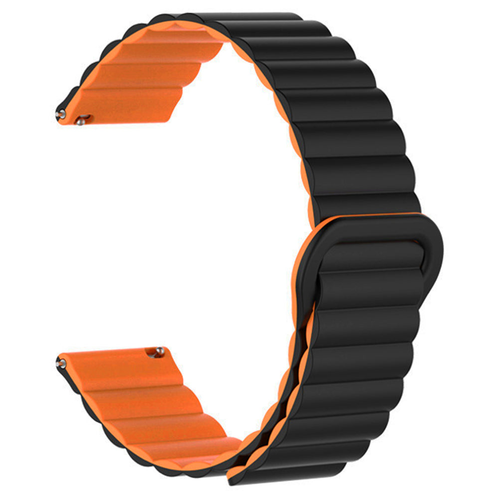 20mm Magnetic Sport Loop Watch Band Silicone Dual Color Replacement Strap - Black+Orange 20mm Magnetic Sport Loop Watch Band Silicone Dual Color Replacement Strap - Black+Orange